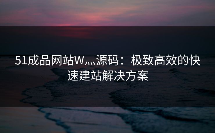 51成品网站W灬源码：极致高效的快速建站解决方案