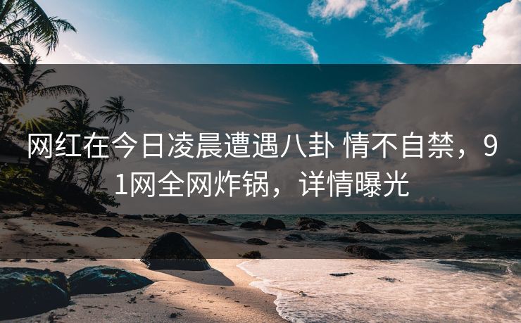网红在今日凌晨遭遇八卦 情不自禁，91网全网炸锅，详情曝光