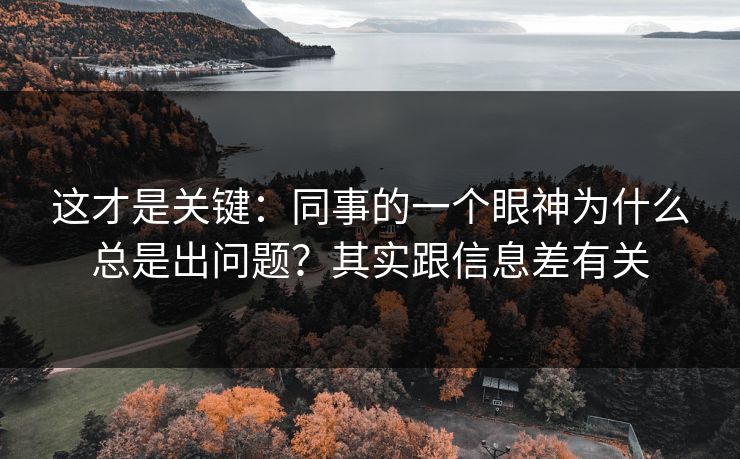 这才是关键：同事的一个眼神为什么总是出问题？其实跟信息差有关