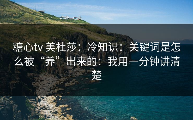糖心tv 美杜莎：冷知识：关键词是怎么被“养”出来的：我用一分钟讲清楚