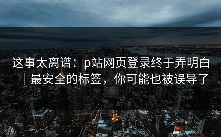这事太离谱：p站网页登录终于弄明白｜最安全的标签，你可能也被误导了