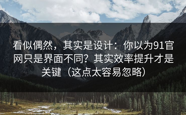 看似偶然，其实是设计：你以为91官网只是界面不同？其实效率提升才是关键（这点太容易忽略）